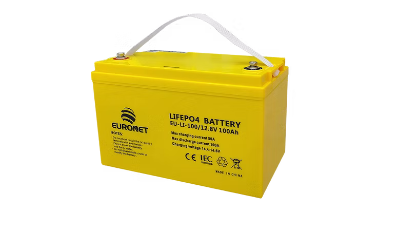 بطارية ليثيوم 1.2 كيلوواط ساعة يورونيت فوسفات الحديد 100 امبير 12.8 فولت Euronet LiFePO4 Lithium Battery